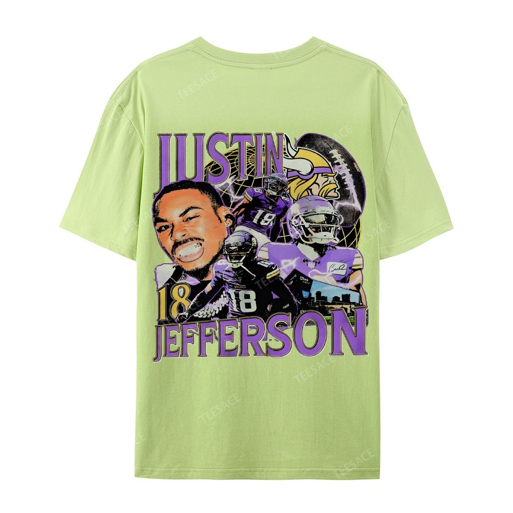 Unisex Casual Cotton Short Sleeve T-Shirt JUSTIN JEFFERSON TEE 
