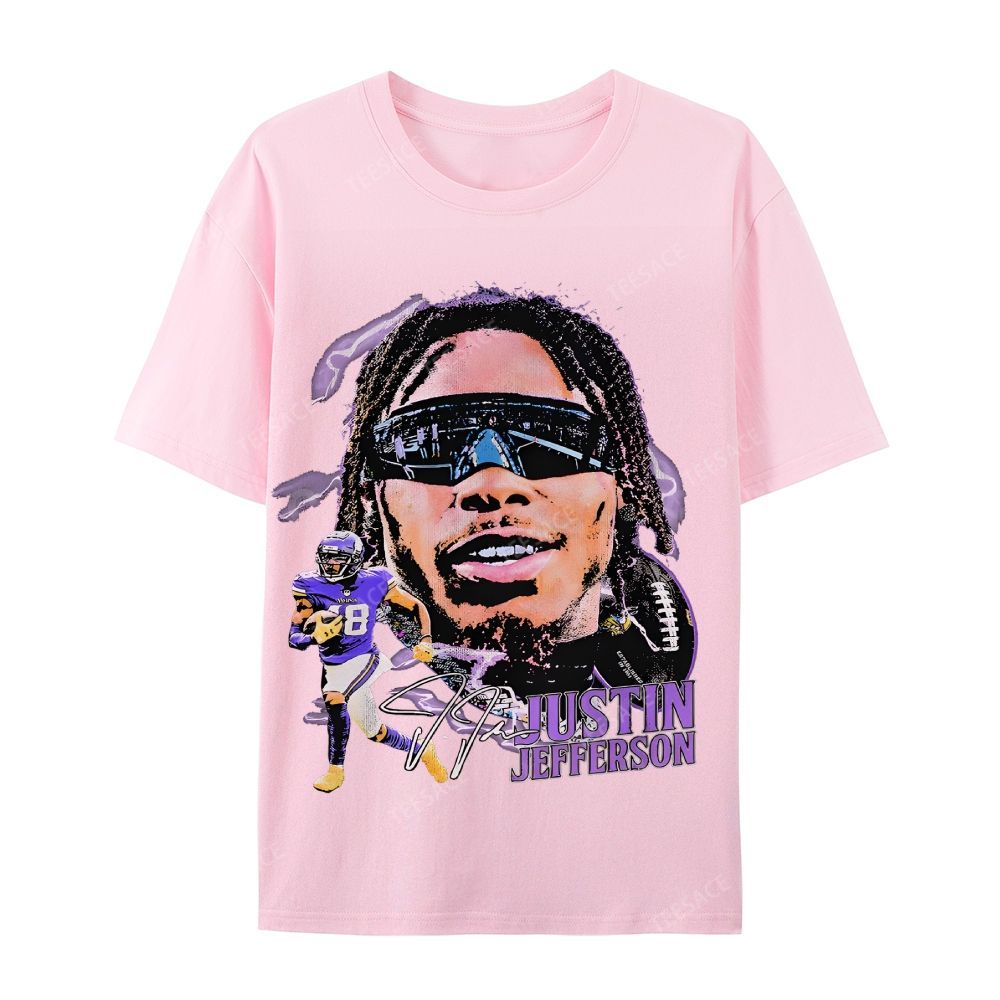 Unisex Casual Cotton Short Sleeve T-Shirt JUSTIN JEFFERSON TEE 
