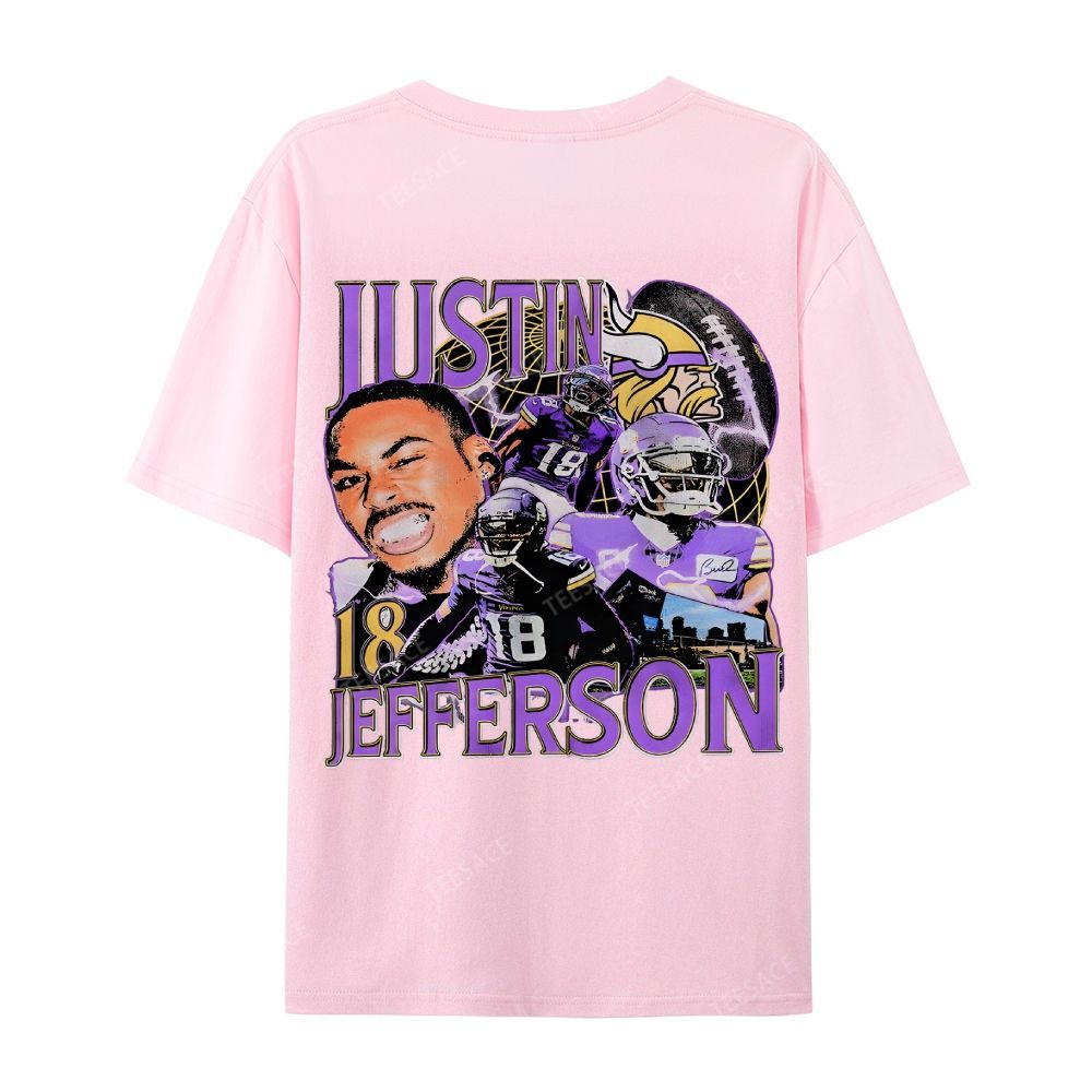 Unisex Casual Cotton Short Sleeve T-Shirt JUSTIN JEFFERSON TEE 