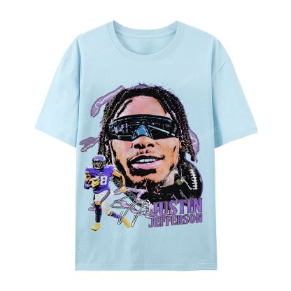 Unisex Casual Cotton Short Sleeve T-Shirt JUSTIN JEFFERSON TEE 