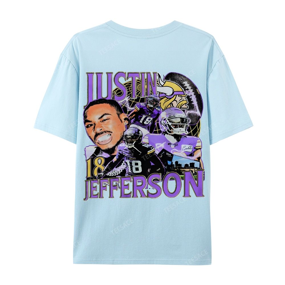 Unisex Casual Cotton Short Sleeve T-Shirt JUSTIN JEFFERSON TEE 