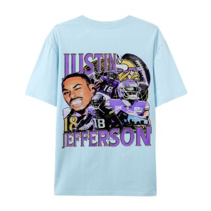 Unisex Casual Cotton Short Sleeve T-Shirt JUSTIN JEFFERSON TEE 