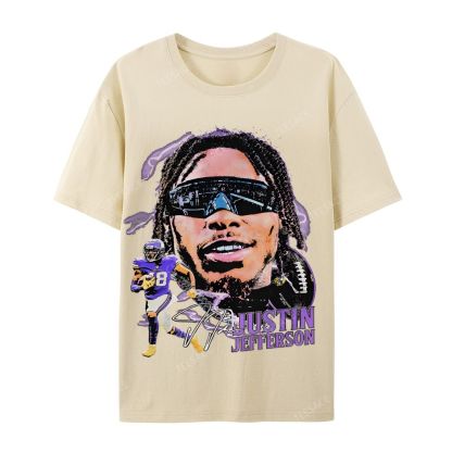 Unisex Casual Cotton Short Sleeve T-Shirt JUSTIN JEFFERSON TEE 