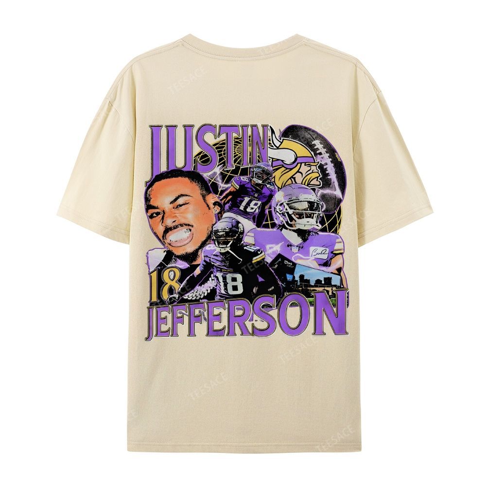 Unisex Casual Cotton Short Sleeve T-Shirt JUSTIN JEFFERSON TEE 