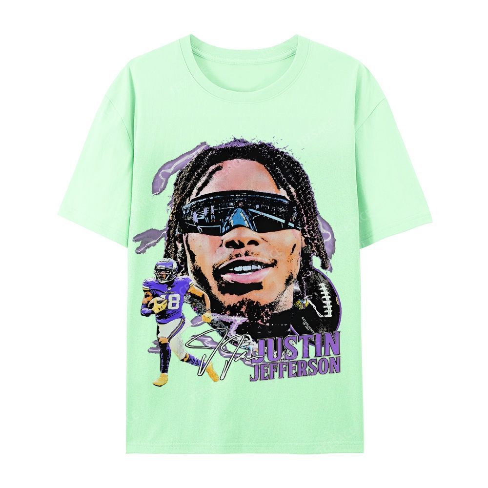 Unisex Casual Cotton Short Sleeve T-Shirt JUSTIN JEFFERSON TEE 