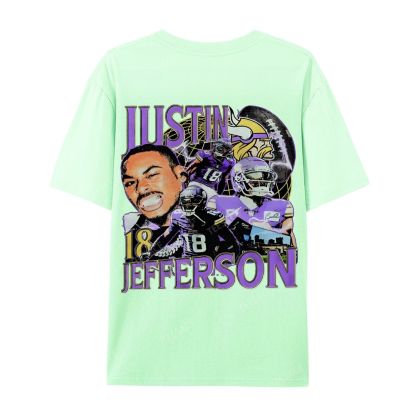 Unisex Casual Cotton Short Sleeve T-Shirt JUSTIN JEFFERSON TEE 
