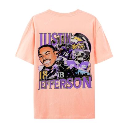 Unisex Casual Cotton Short Sleeve T-Shirt JUSTIN JEFFERSON TEE 