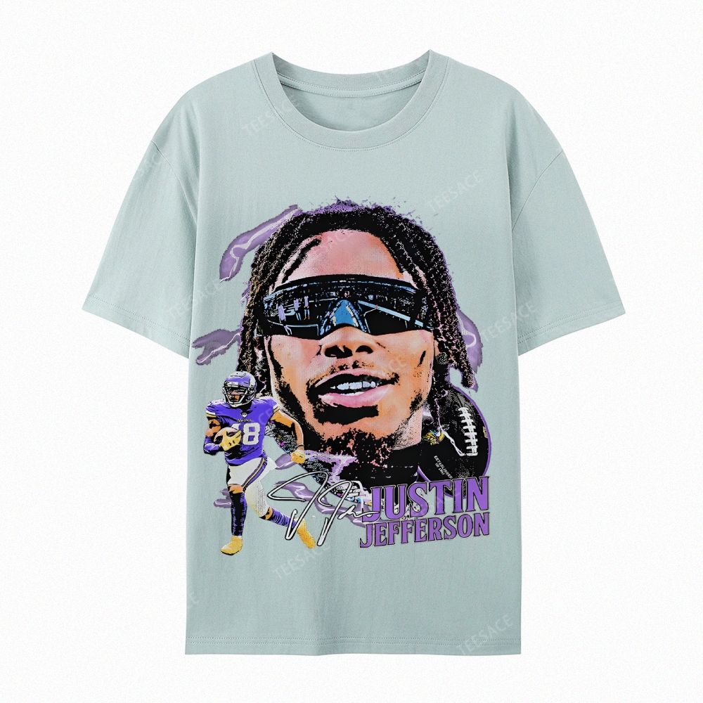 Unisex Casual Cotton Short Sleeve T-Shirt JUSTIN JEFFERSON TEE 