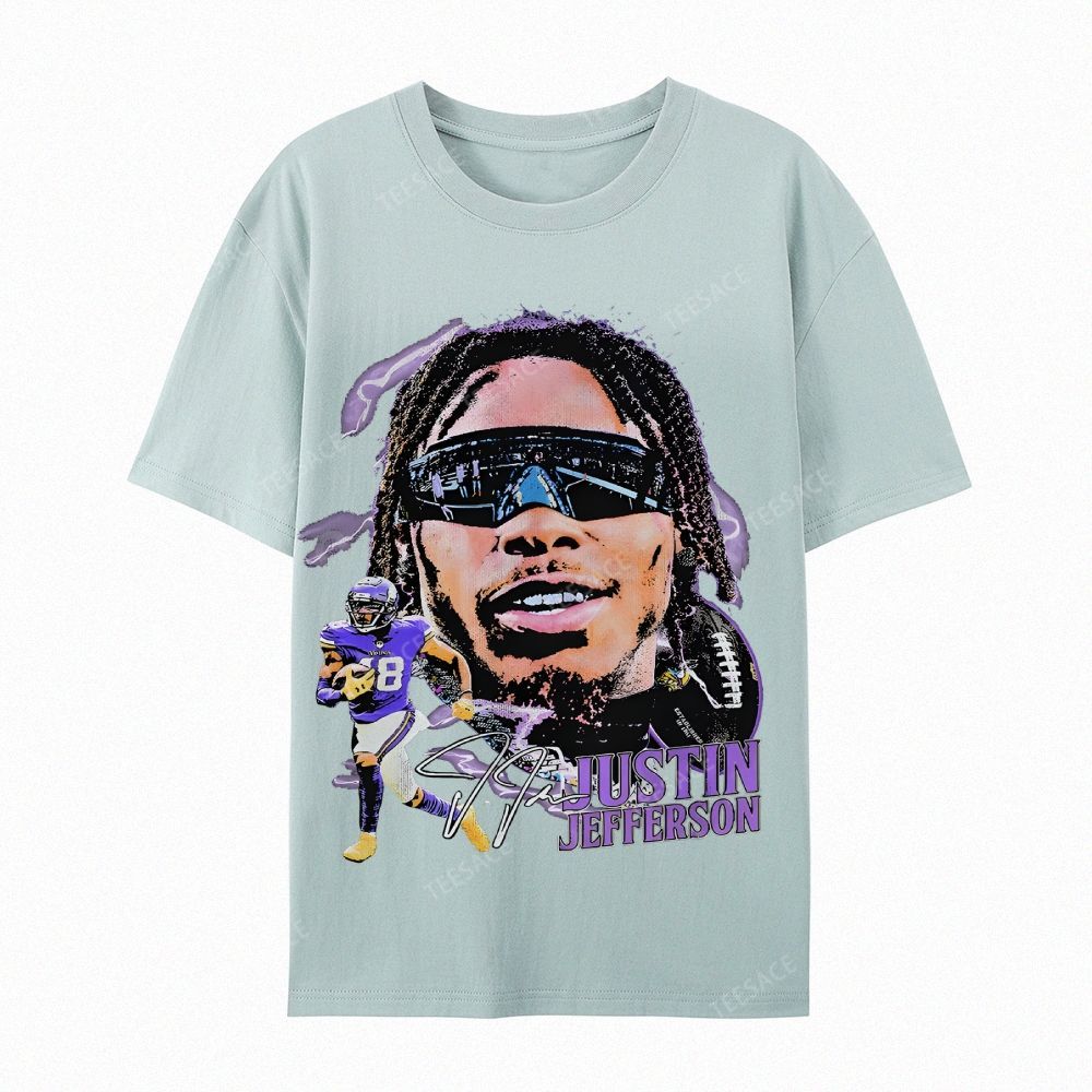 Unisex Casual Cotton Short Sleeve T-Shirt JUSTIN JEFFERSON TEE 