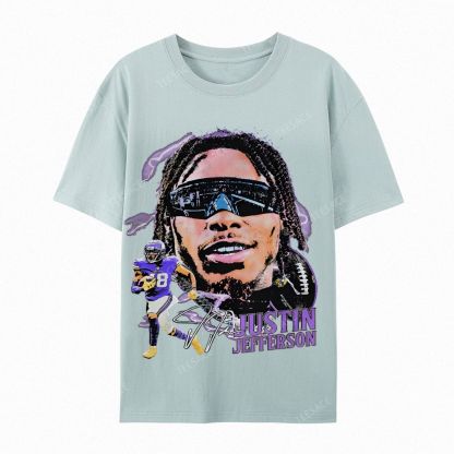 Unisex Casual Cotton Short Sleeve T-Shirt JUSTIN JEFFERSON TEE 