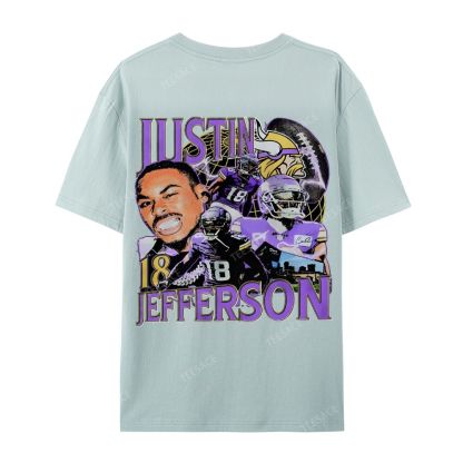 Unisex Casual Cotton Short Sleeve T-Shirt JUSTIN JEFFERSON TEE 