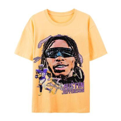 Unisex Casual Cotton Short Sleeve T-Shirt JUSTIN JEFFERSON TEE 