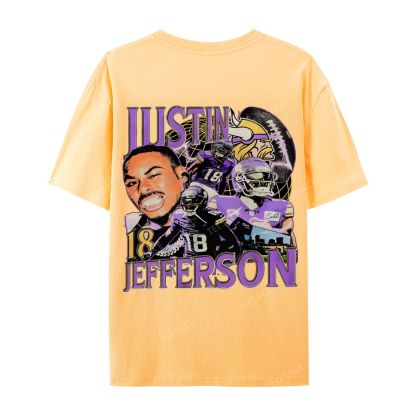 Unisex Casual Cotton Short Sleeve T-Shirt JUSTIN JEFFERSON TEE 