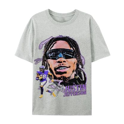 Unisex Casual Cotton Short Sleeve T-Shirt JUSTIN JEFFERSON TEE 
