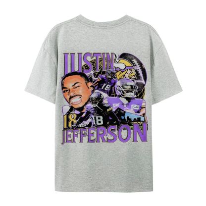 Unisex Casual Cotton Short Sleeve T-Shirt JUSTIN JEFFERSON TEE 