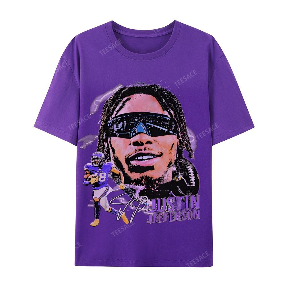Unisex Casual Cotton Short Sleeve T-Shirt JUSTIN JEFFERSON TEE 