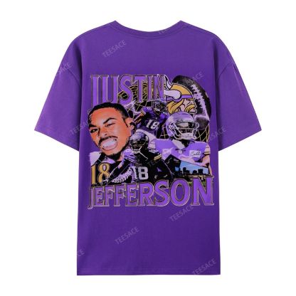 Unisex Casual Cotton Short Sleeve T-Shirt JUSTIN JEFFERSON TEE 