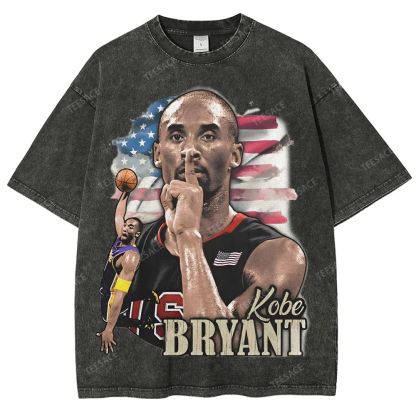 Vintage Style Unisex-Adult Oversized Washed Street T-shirt KOBE KOBE BRYANT TEE