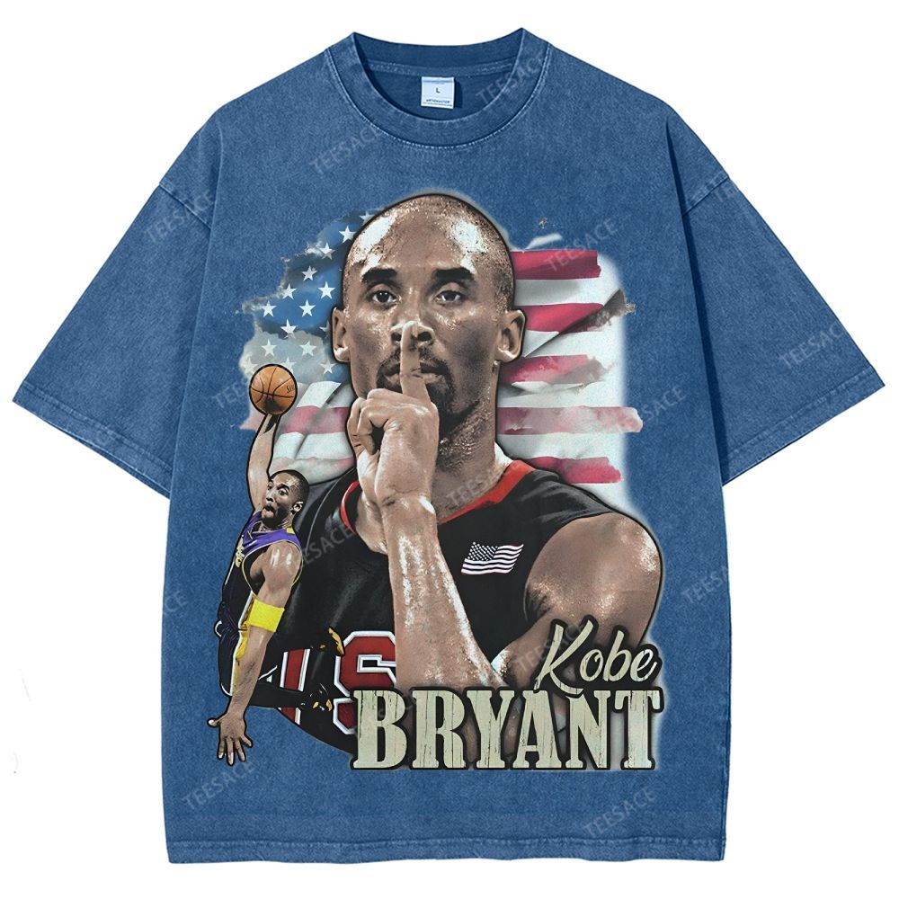 Vintage Style Unisex-Adult Oversized Washed Street T-shirt KOBE KOBE BRYANT TEE