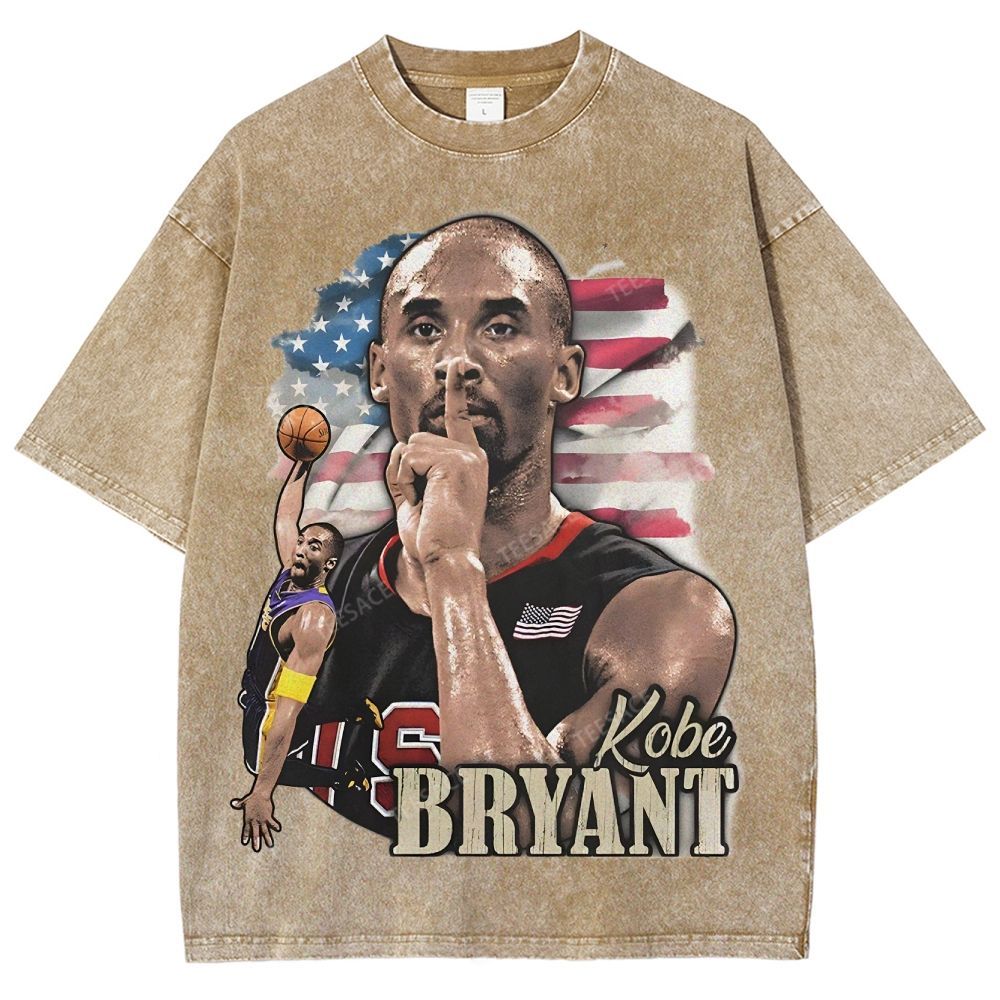 Vintage Style Unisex-Adult Oversized Washed Street T-shirt KOBE KOBE BRYANT TEE