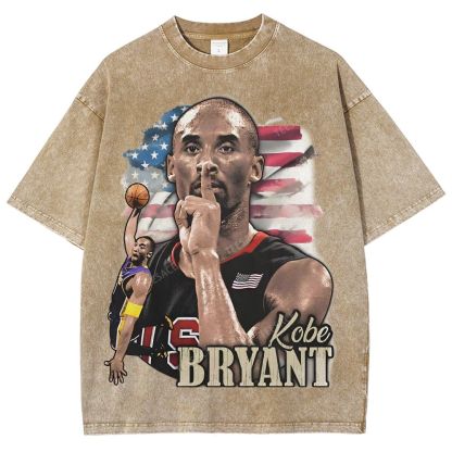 Vintage Style Unisex-Adult Oversized Washed Street T-shirt KOBE KOBE BRYANT TEE