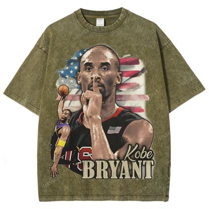 Vintage Style Unisex-Adult Oversized Washed Street T-shirt KOBE KOBE BRYANT TEE