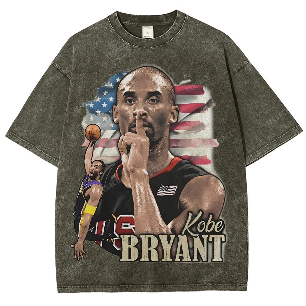Vintage Style Unisex-Adult Oversized Washed Street T-shirt KOBE KOBE BRYANT TEE