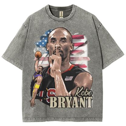 Vintage Style Unisex-Adult Oversized Washed Street T-shirt KOBE KOBE BRYANT TEE