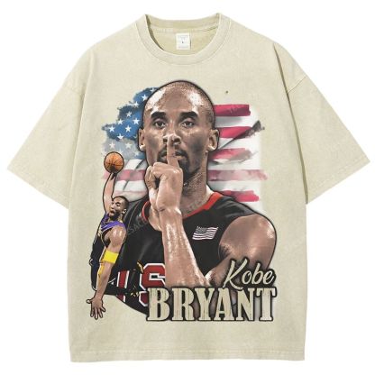 Vintage Style Unisex-Adult Oversized Washed Street T-shirt KOBE KOBE BRYANT TEE