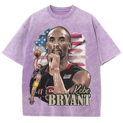 Vintage Style Unisex-Adult Oversized Washed Street T-shirt KOBE KOBE BRYANT TEE