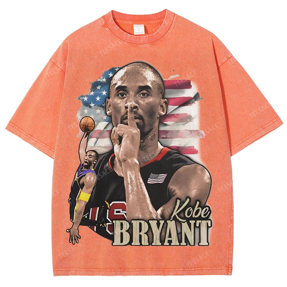 Vintage Style Unisex-Adult Oversized Washed Street T-shirt KOBE KOBE BRYANT TEE