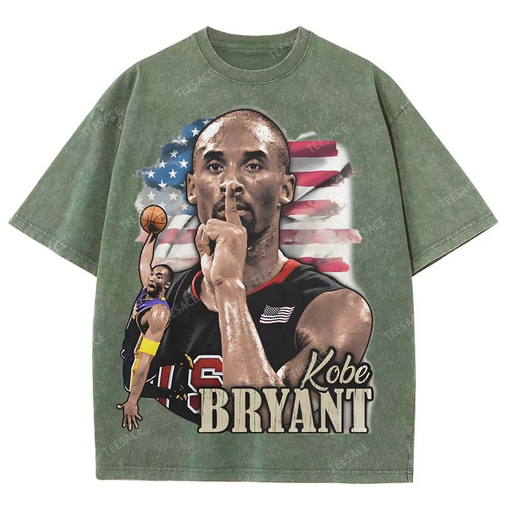 Vintage Style Unisex-Adult Oversized Washed Street T-shirt KOBE KOBE BRYANT TEE