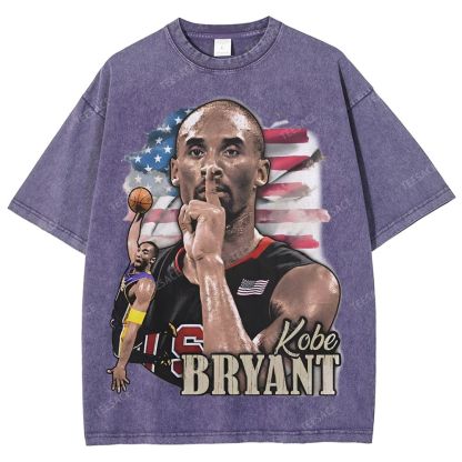 Vintage Style Unisex-Adult Oversized Washed Street T-shirt KOBE KOBE BRYANT TEE