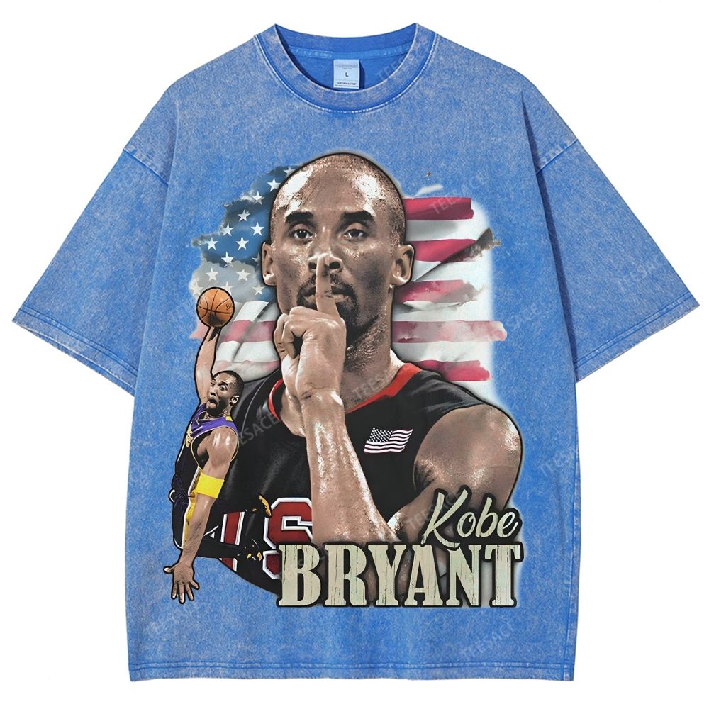 Vintage Style Unisex-Adult Oversized Washed Street T-shirt KOBE KOBE BRYANT TEE