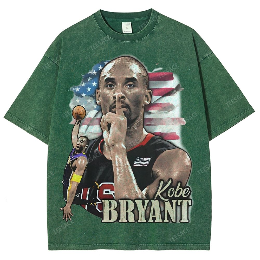 Vintage Style Unisex-Adult Oversized Washed Street T-shirt KOBE KOBE BRYANT TEE