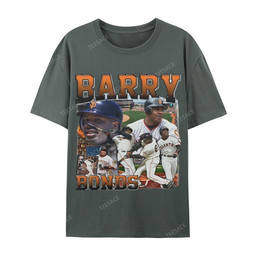 Unisex Casual Cotton T-shirt Short Sleeve T-Shirt | BARRY BONDS TEE 