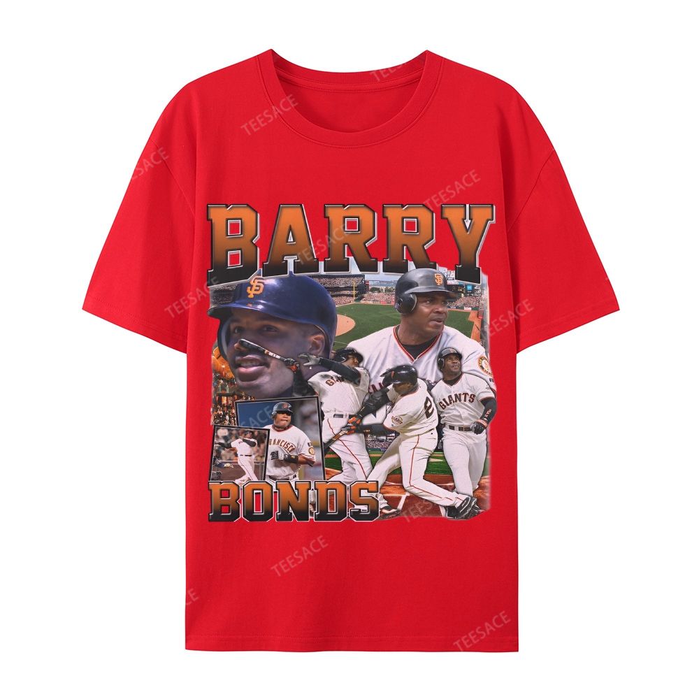 Unisex Casual Cotton T-shirt Short Sleeve T-Shirt | BARRY BONDS TEE 