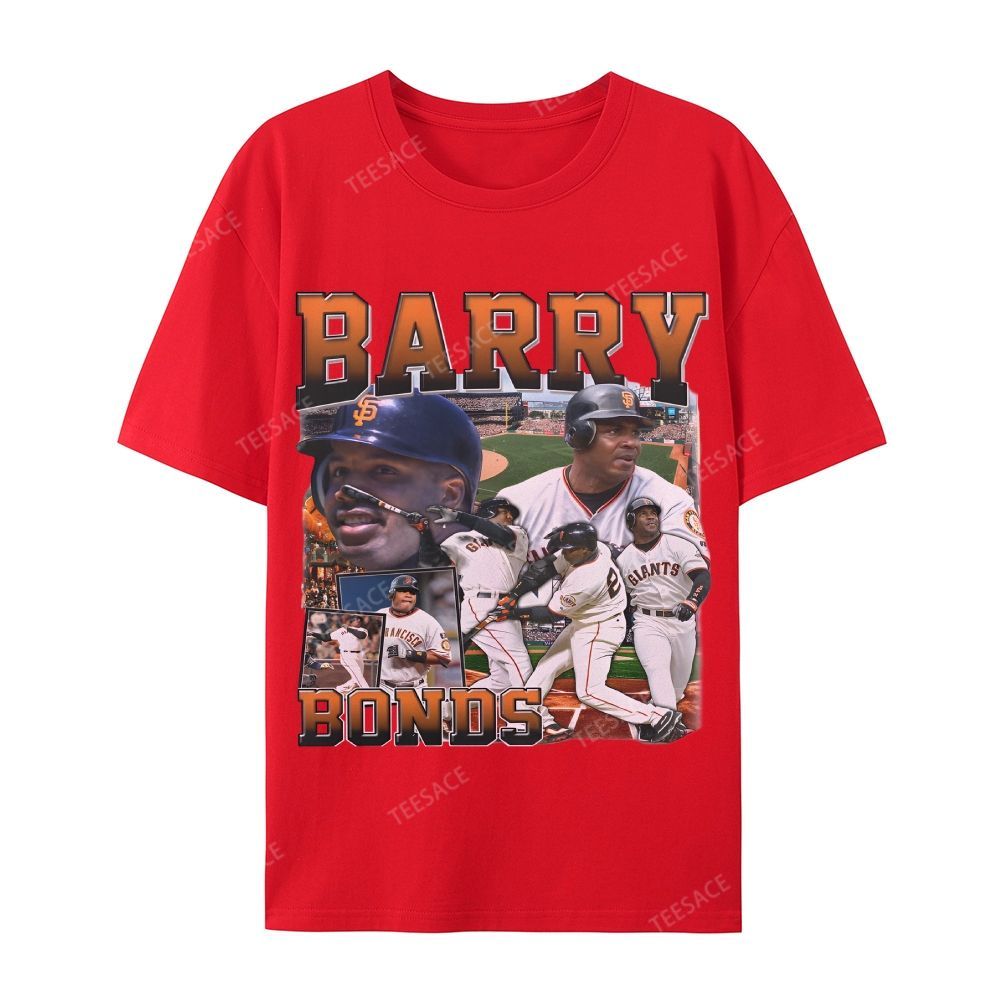 Unisex Casual Cotton T-shirt Short Sleeve T-Shirt | BARRY BONDS TEE 