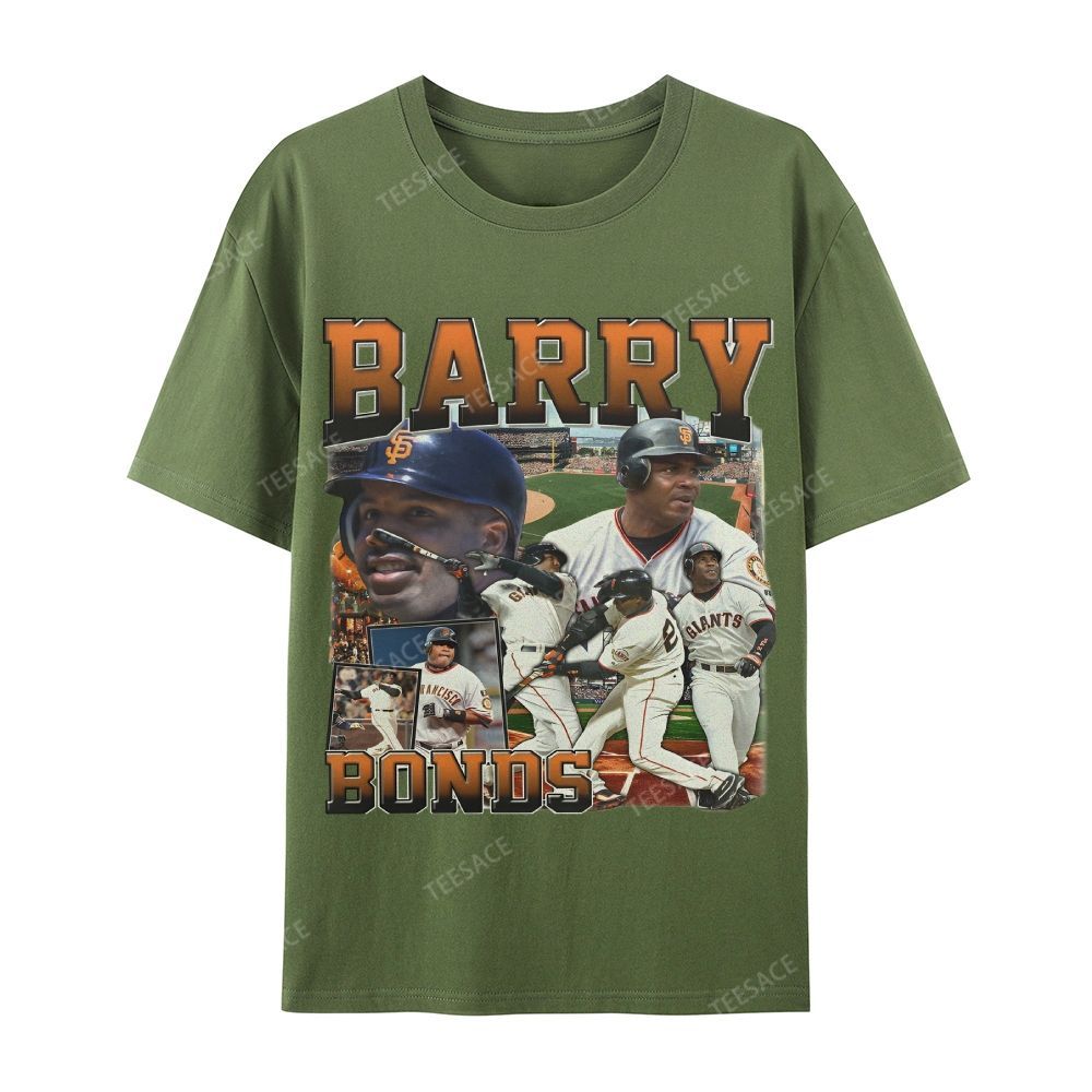 Unisex Casual Cotton T-shirt Short Sleeve T-Shirt | BARRY BONDS TEE 