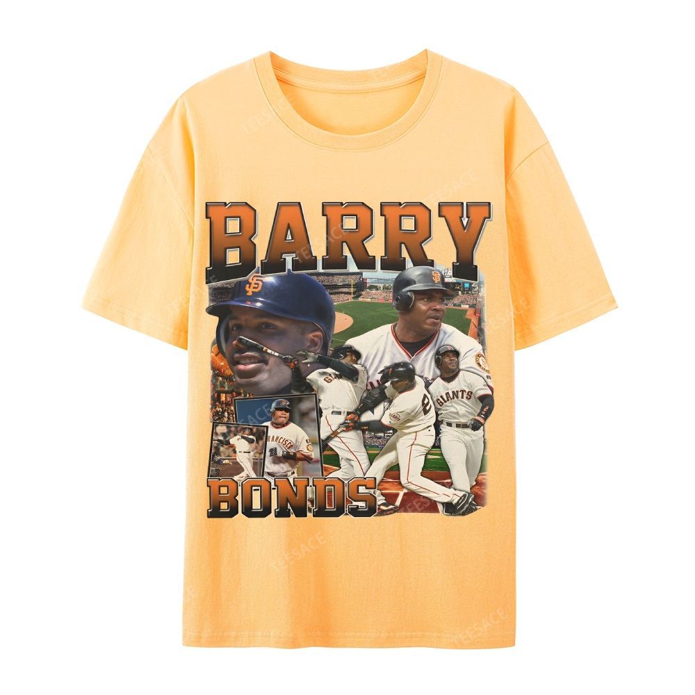 Unisex Casual Cotton T-shirt Short Sleeve T-Shirt | BARRY BONDS TEE 