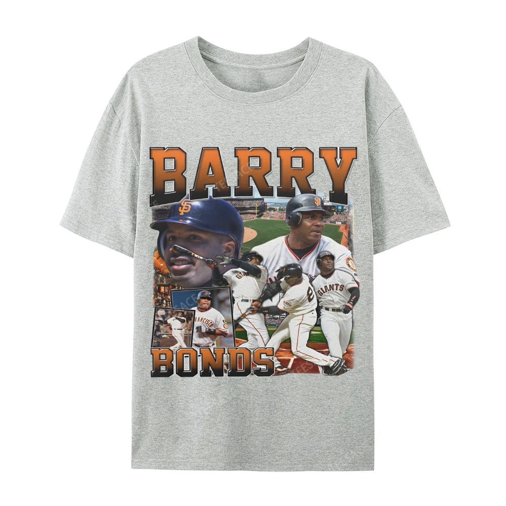 Unisex Casual Cotton T-shirt Short Sleeve T-Shirt | BARRY BONDS TEE 