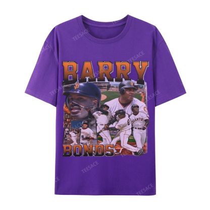 Unisex Casual Cotton T-shirt Short Sleeve T-Shirt | BARRY BONDS TEE 