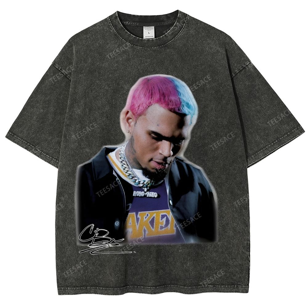 Unisex Fit Washed T-Shirt CHRIS BROWN 2.0 Tee