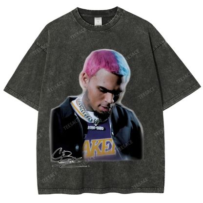 Unisex Fit Washed T-Shirt CHRIS BROWN 2.0 Tee