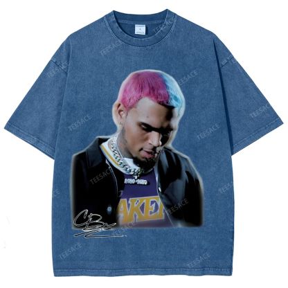 Unisex Fit Washed T-Shirt CHRIS BROWN 2.0 Tee