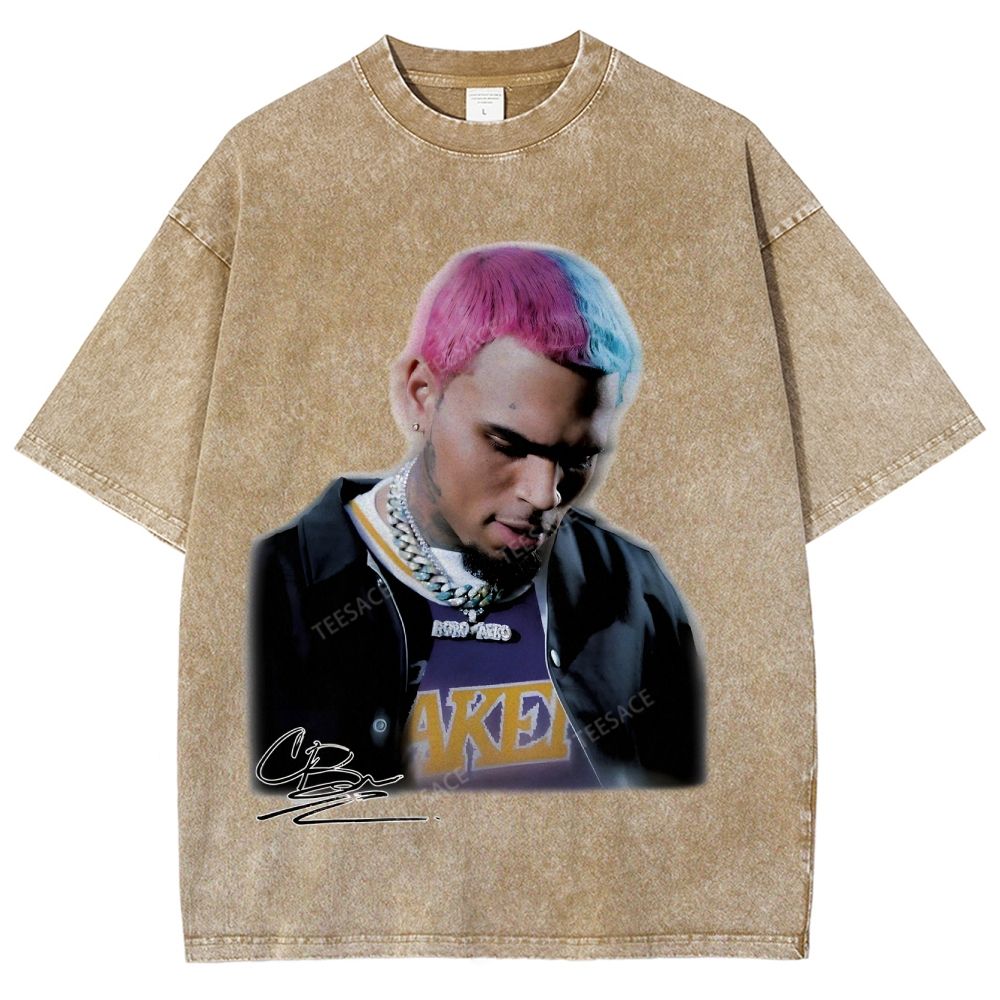 Unisex Fit Washed T-Shirt CHRIS BROWN 2.0 Tee