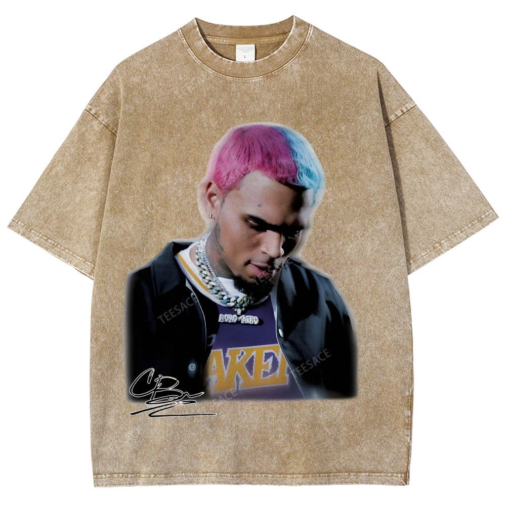 Unisex Fit Washed T-Shirt CHRIS BROWN 2.0 Tee