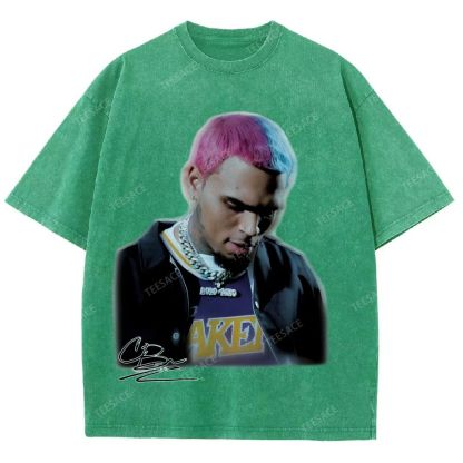 Unisex Fit Washed T-Shirt CHRIS BROWN 2.0 Tee