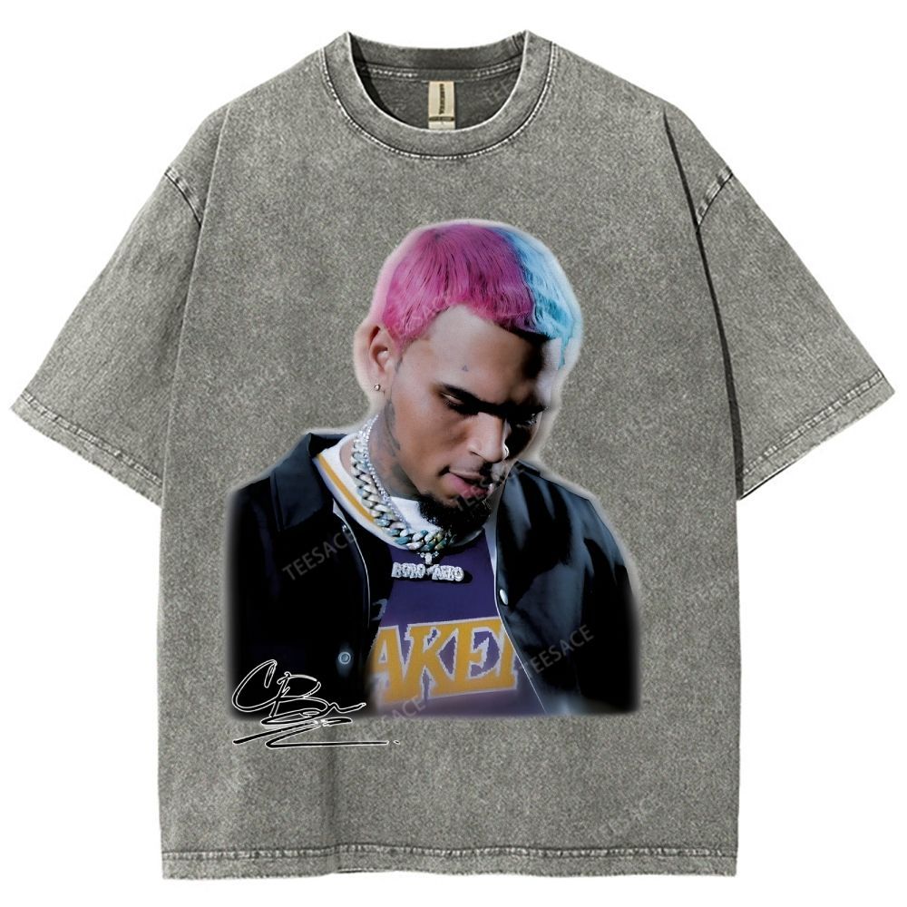 Unisex Fit Washed T-Shirt CHRIS BROWN 2.0 Tee
