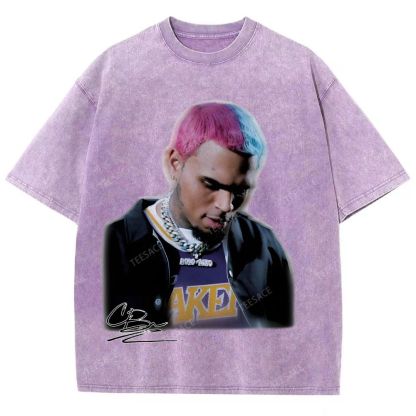 Unisex Fit Washed T-Shirt CHRIS BROWN 2.0 Tee